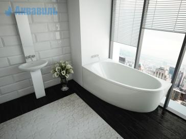 картинка Ванна  ДИВА 150*90 Левая акрил+каркас к ванне Дива 150+фронтальная панель к ванне Дива 150 левая от стройцентра СОМ