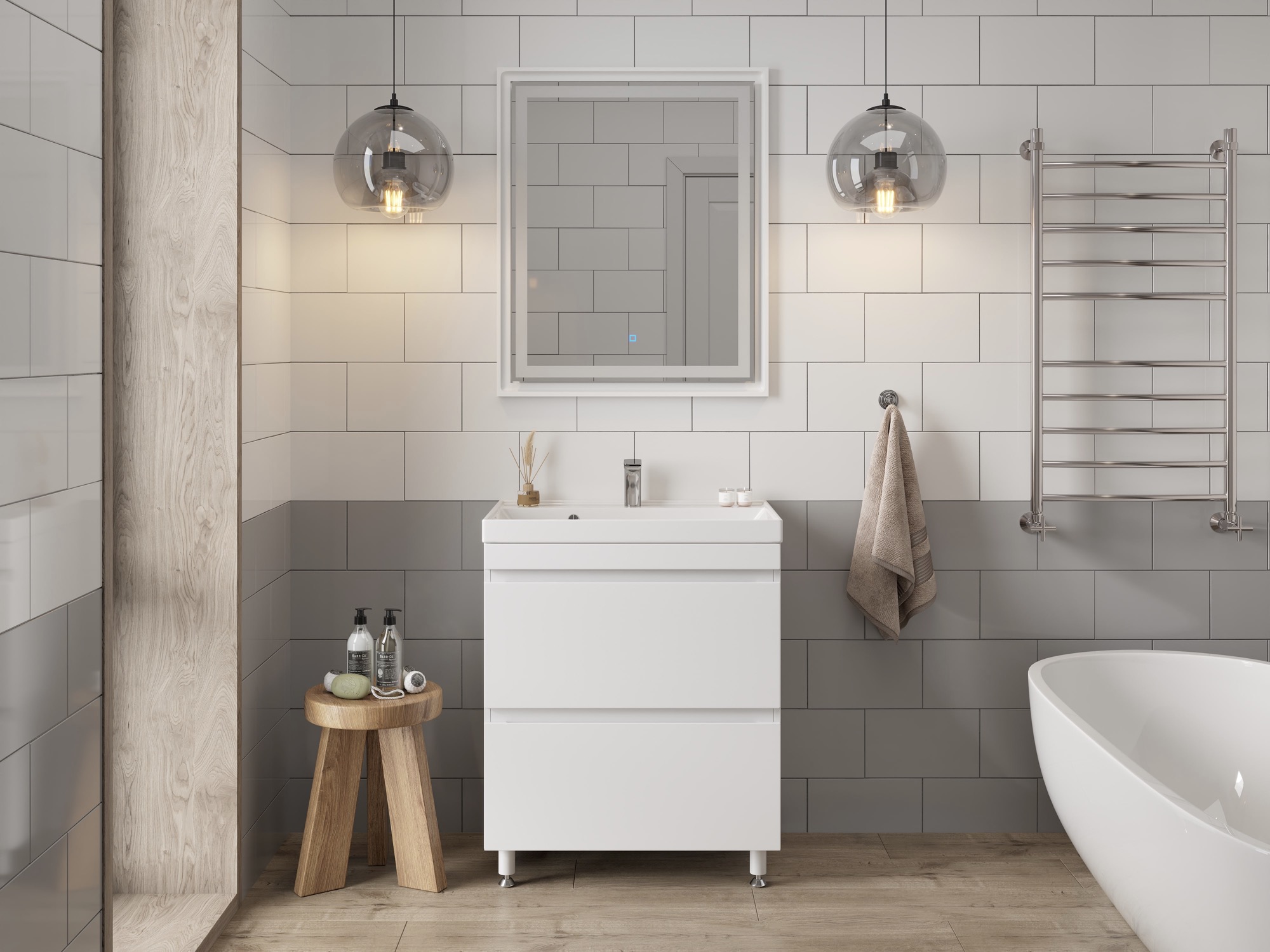 картинка Тумба MIRELLA 80-2 НАПОЛЬНАЯ + умывальник CLASSICA 80/ IRIS 80 от стройцентра СОМ